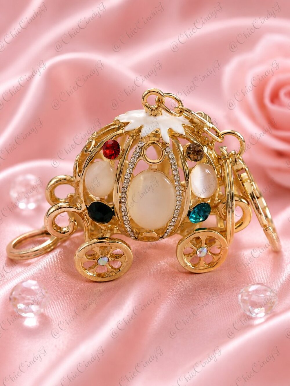 Princess Carriage Keychain Gold Purse Charm Cinderella Handbag Charm Gift